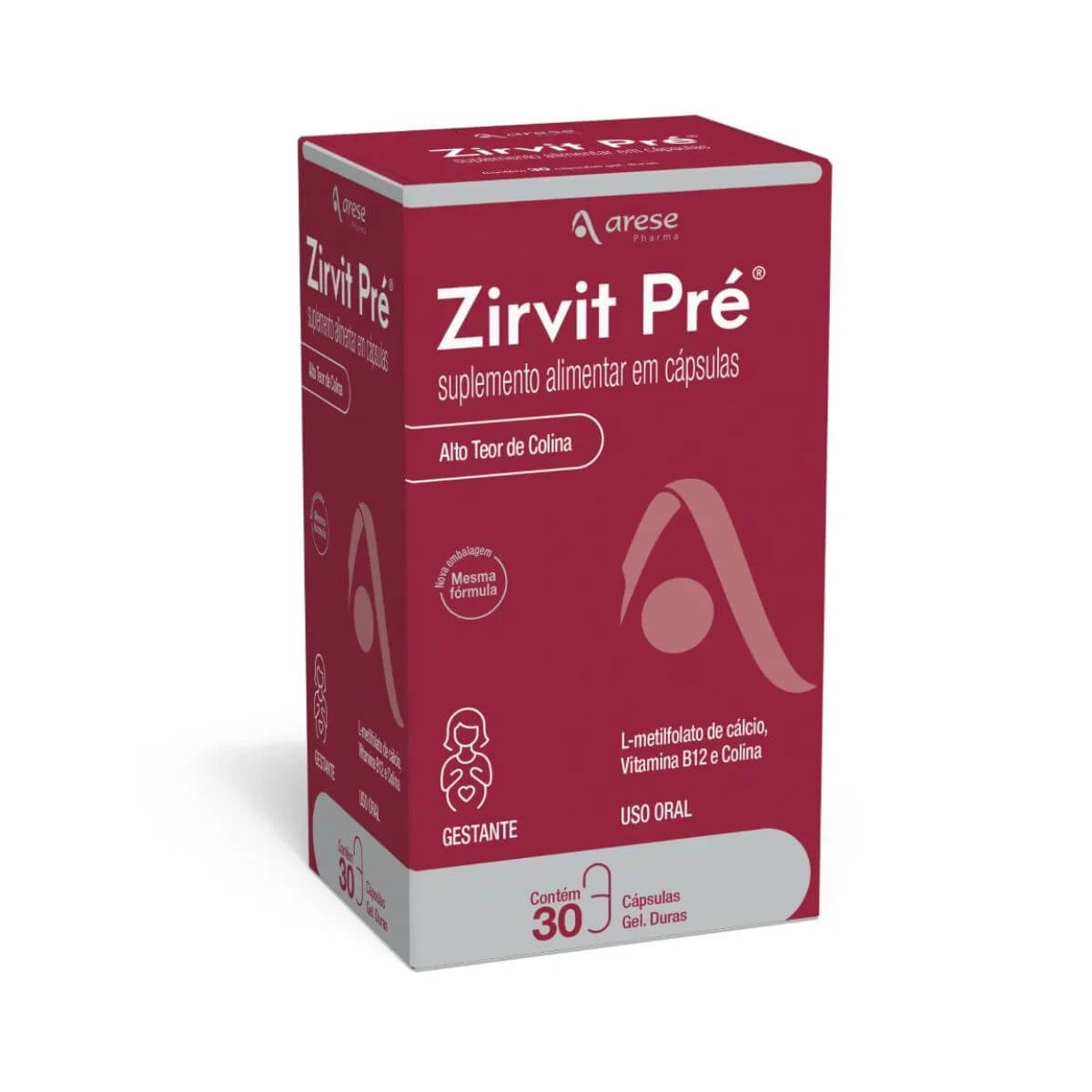 ZIRVIT PRÉ PARA GESTANTES 30 CÁPSULAS - ARESE — Arese | Farmácia Resyla