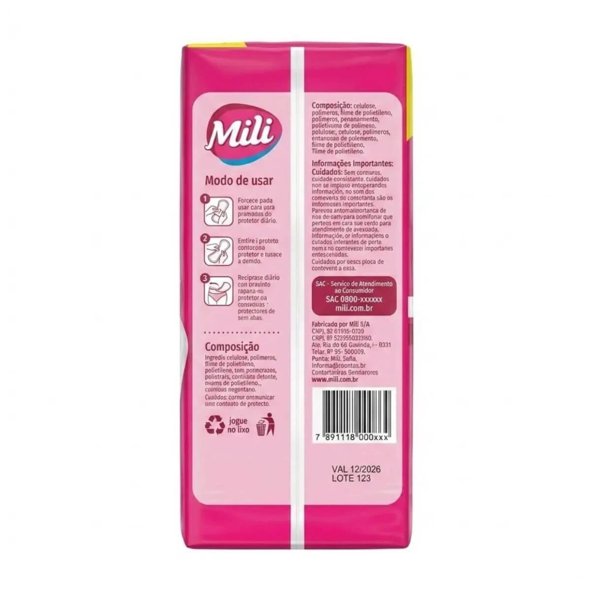 ABSORVENTE PROTETOR DIARIO MILI 80UN — imagem 3 | Farmácia Resyla