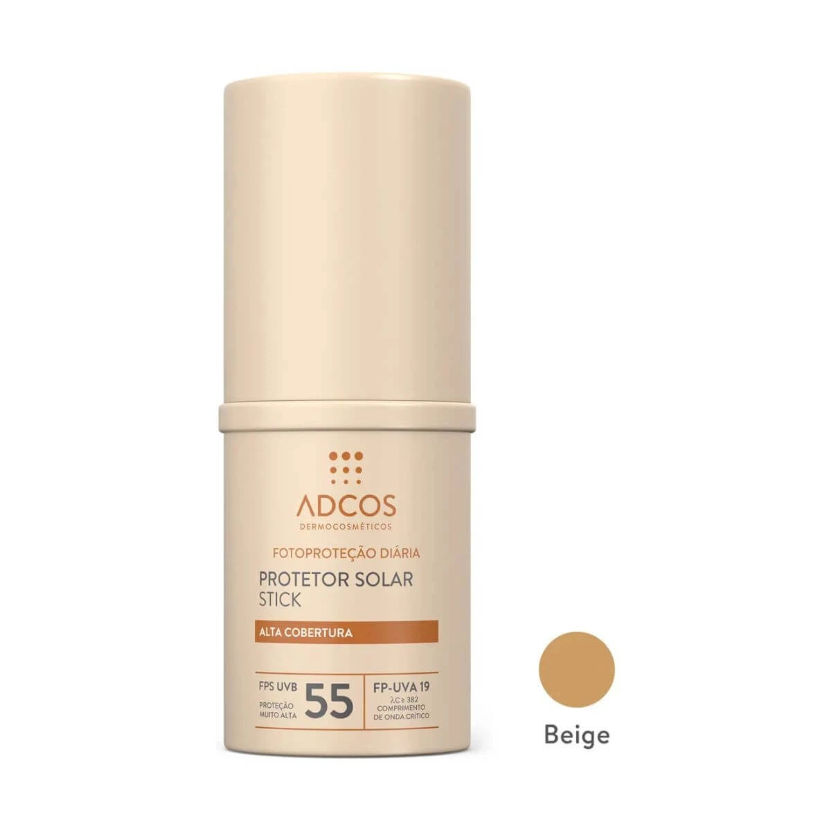 PROTETOR SOLAR ADCOS STICK FPS55 BEIGE 17G — ADCOS | Farmácia Resyla
