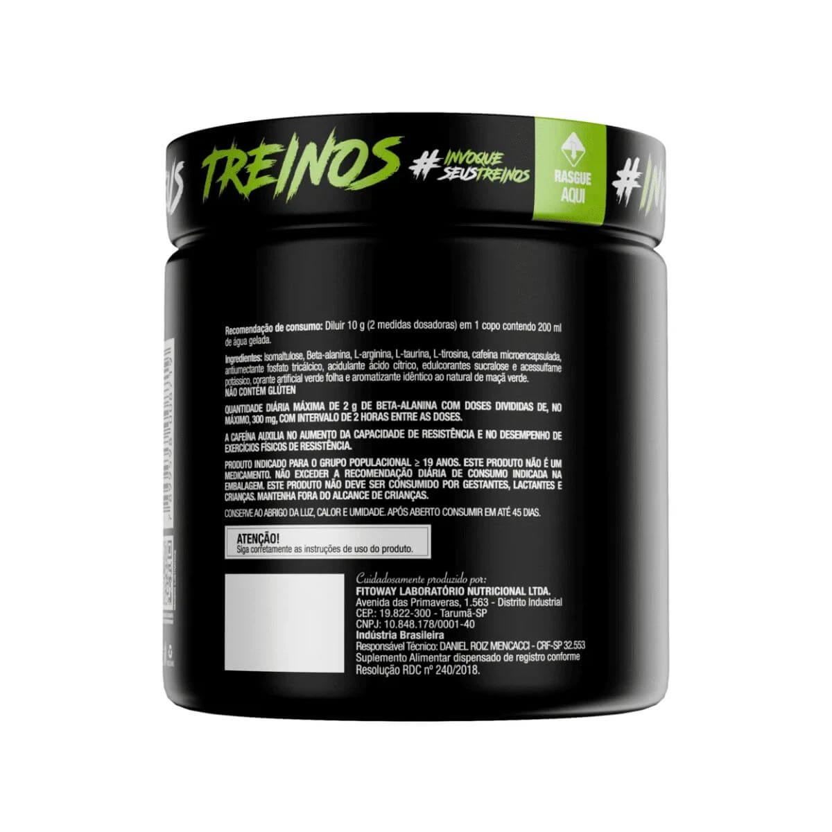 PRE WORKOUT DIABO VERDE MAÇÃ VERDE FTW 300G — imagem 4 | Farmácia Resyla