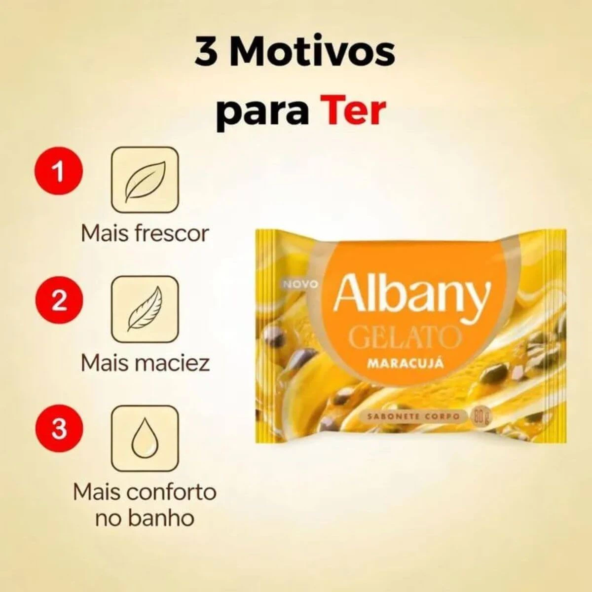 SABONETE BARRA ALBANY GELATO MARACUJA 80G — imagem 3 | Farmácia Resyla