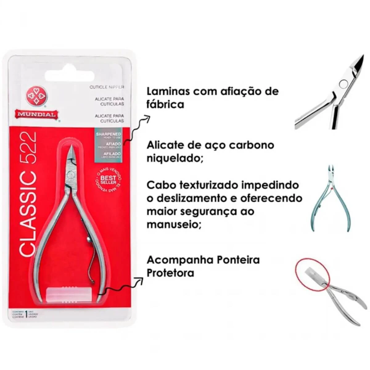 ALICATE PARA CUTÍCULA MUNDIAL CLASSIC 522 — imagem 3 | Farmácia Resyla