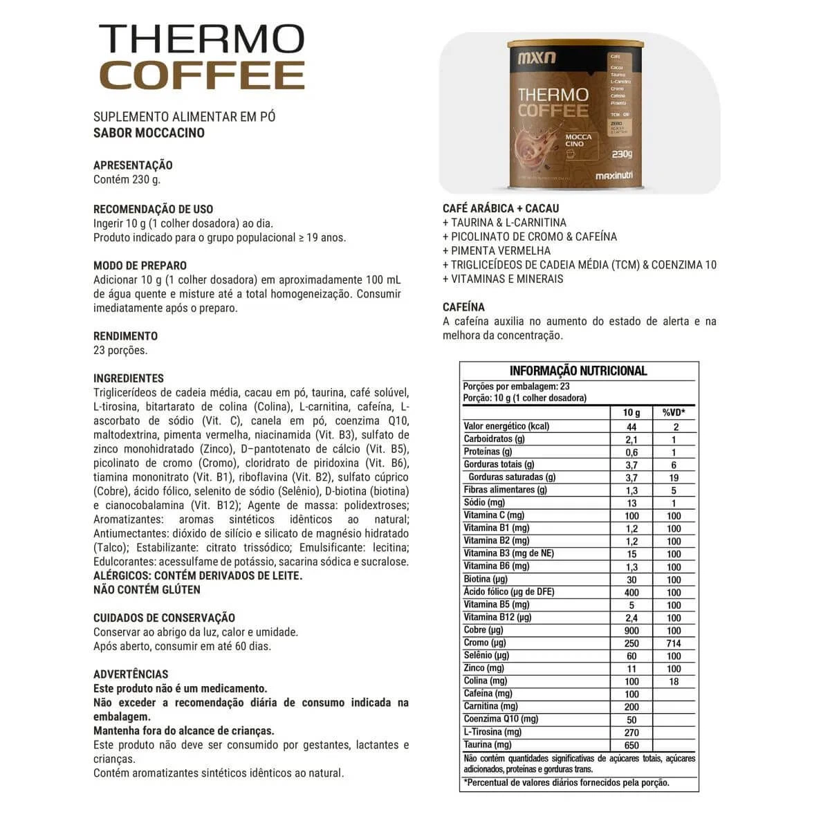 THERMO COFFEE SABOR MOCCACINO MAXINUTRI 230G — imagem 3 | Farmácia Resyla