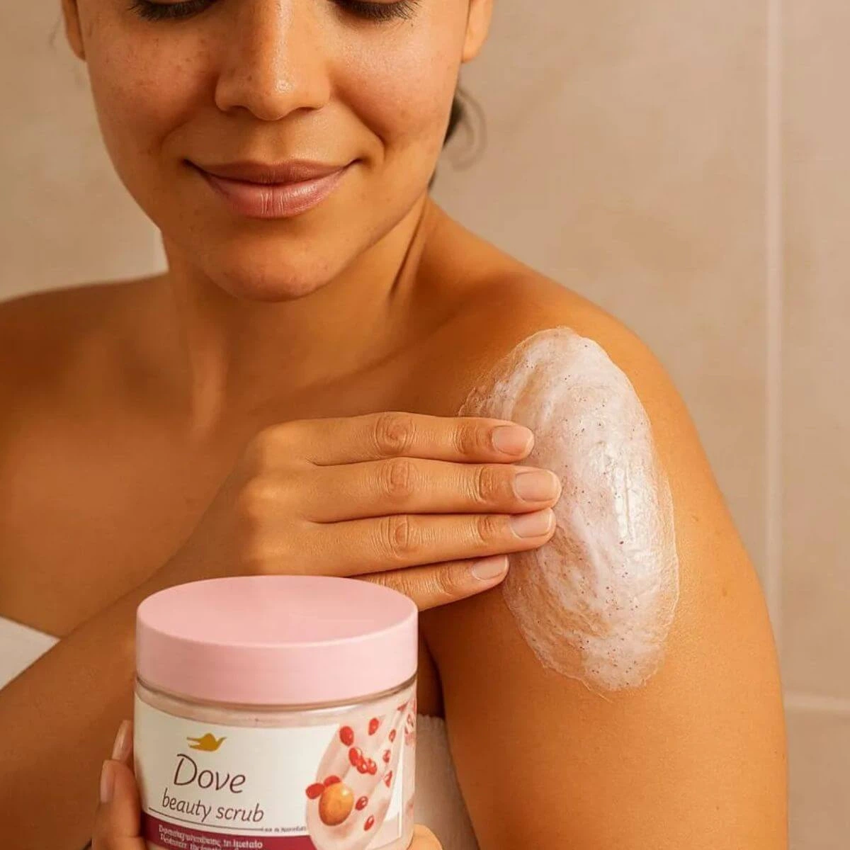 SABONETE ESFOLIANTE DOVE BEAUTY SCRUB ROMÃ E MANTEIGA DE KARITÉ 280G — imagem 5 | Farmácia Resyla