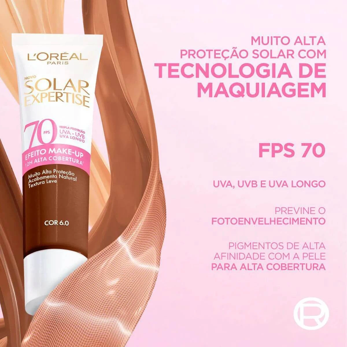 PROTETOR SOLAR FACIAL L'ORÉAL EXPERTISE SOLAR EFEITO MAKE-UP FPS70 COR 6.0 30G — imagem 5 | Farmácia Resyla