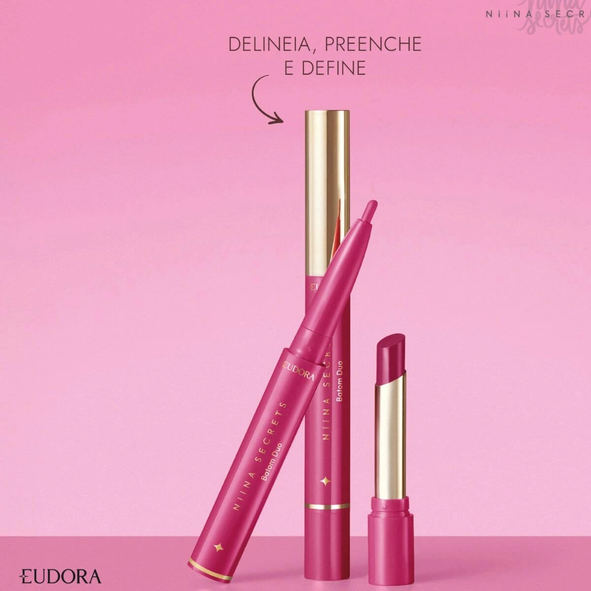 BATOM NIINA SECRETS DUO PERFECT MATCH COR ROSA — imagem 2 | Farmácia Resyla