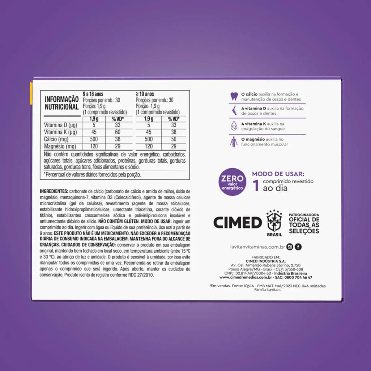 LAVITAN CALCIO MDK 30CP - CIMED — imagem 3 | Farmácia Resyla