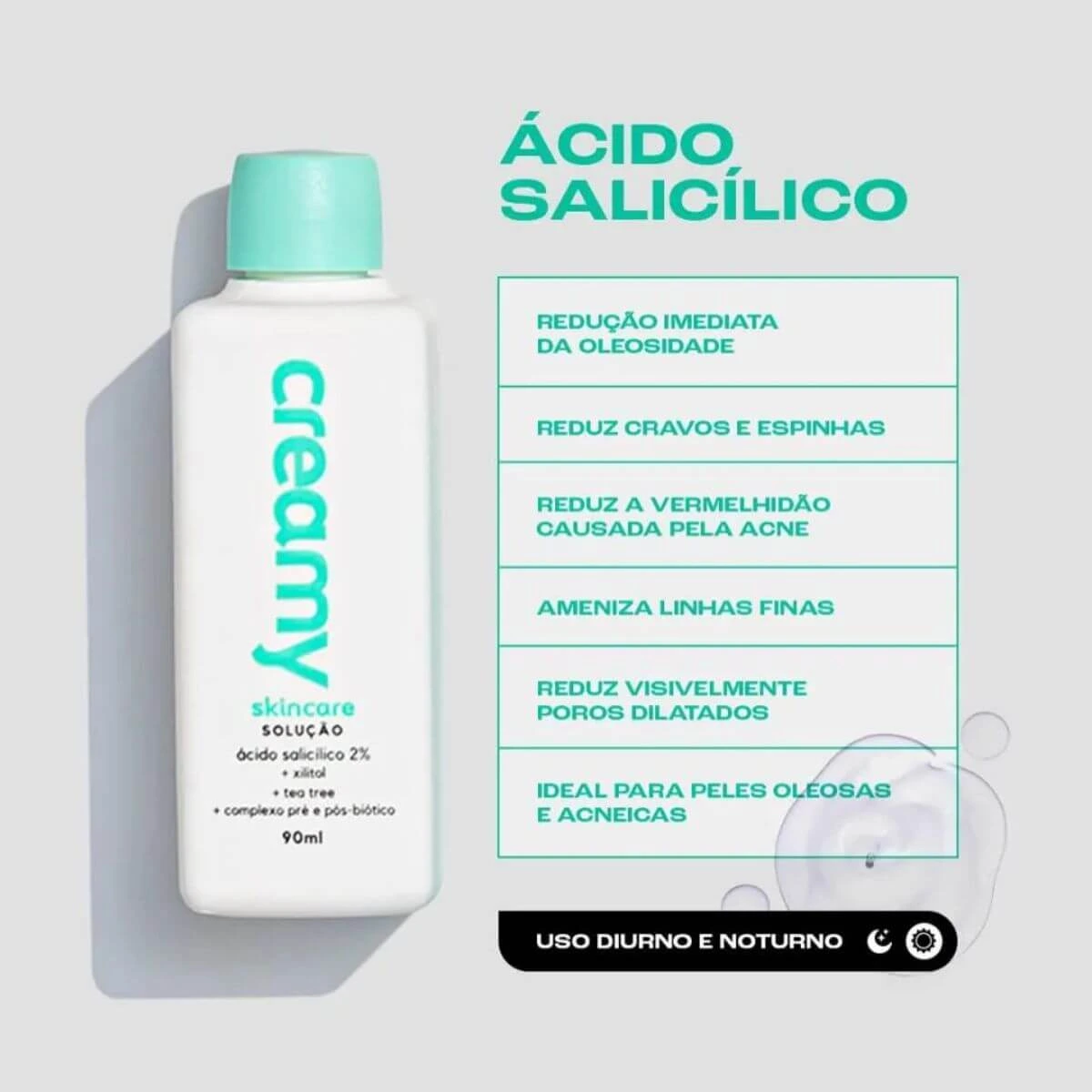 TÔNICO ANTIOLEOSIDADE ÁCIDO SALICÍLICO CREAMY 90ML — imagem 2 | Farmácia Resyla