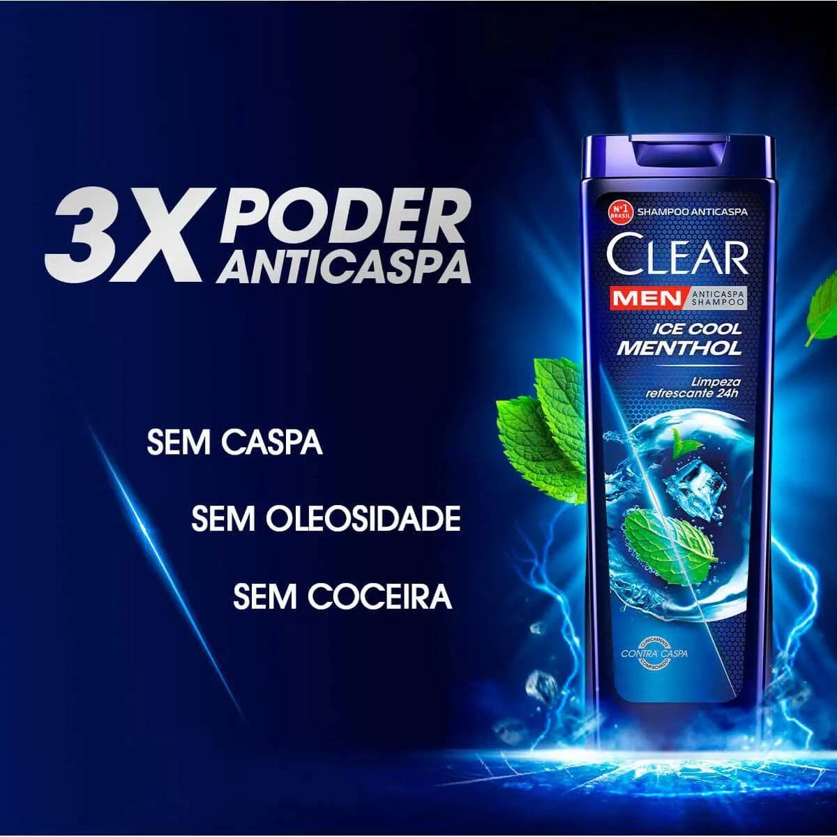 SHAMPOO CLEAR MEN ICE COOL MENTHOL 400ML — imagem 2 | Farmácia Resyla