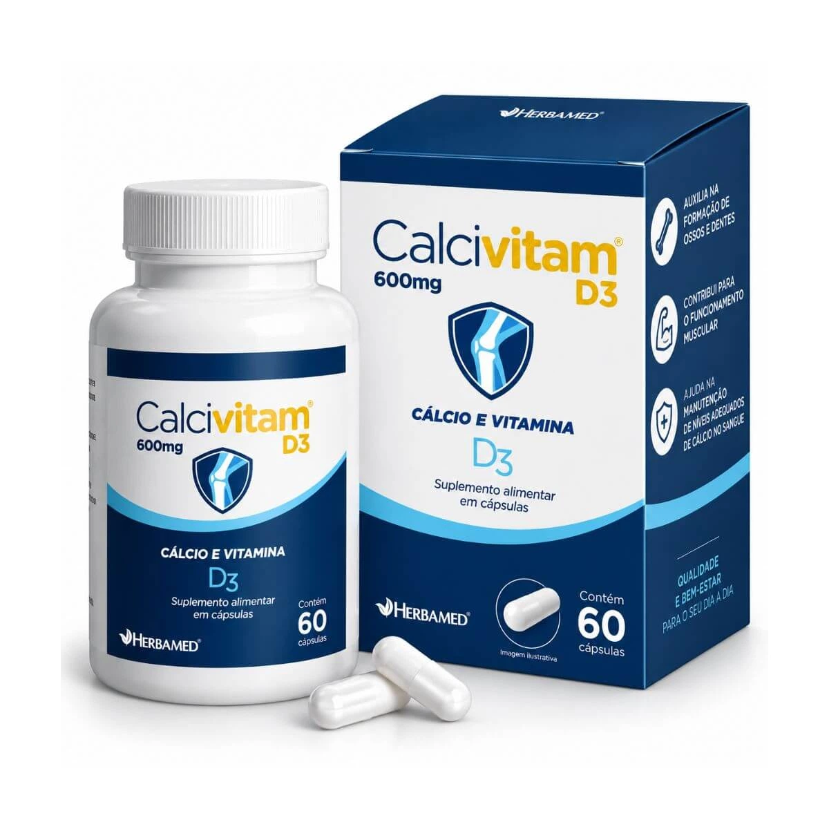 CALCIVITAM D3 CALCIO + D3 60CAPS - HERBAMED — Herbamed | Farmácia Resyla