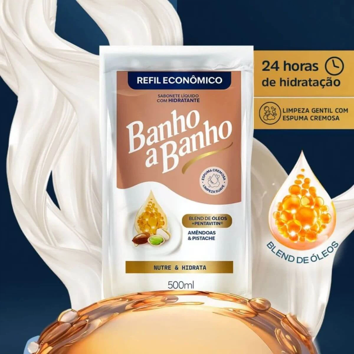 REFIL SABONETE LÍQUIDO BANHO A BANHO AMÊNDOAS E PISTACHE 500ML — imagem 2 | Farmácia Resyla