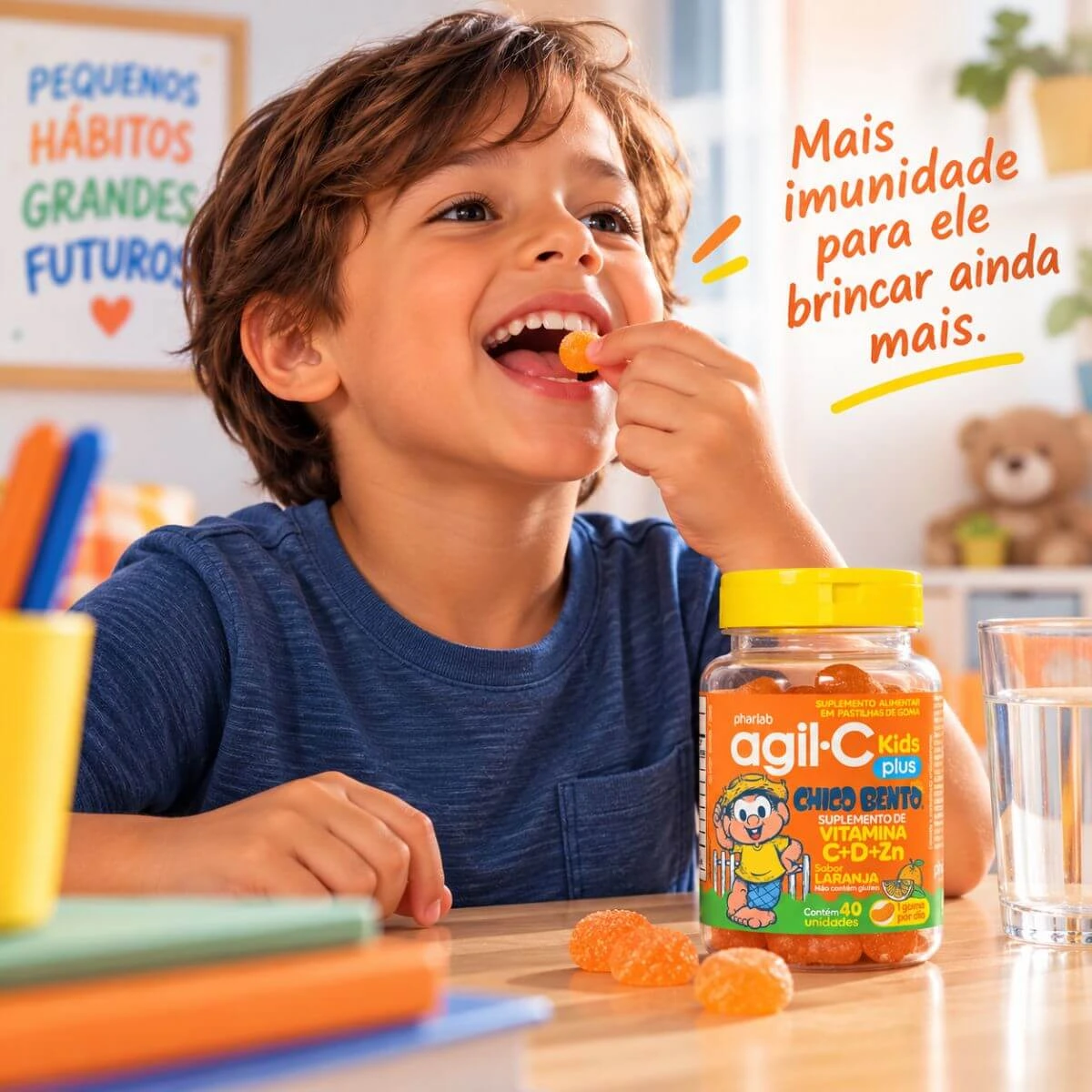 AGIL-C KIDS PLUS VIT. C D E ZINCO LARANJA 40 GOMAS - PHARLAB — imagem 2 | Farmácia Resyla