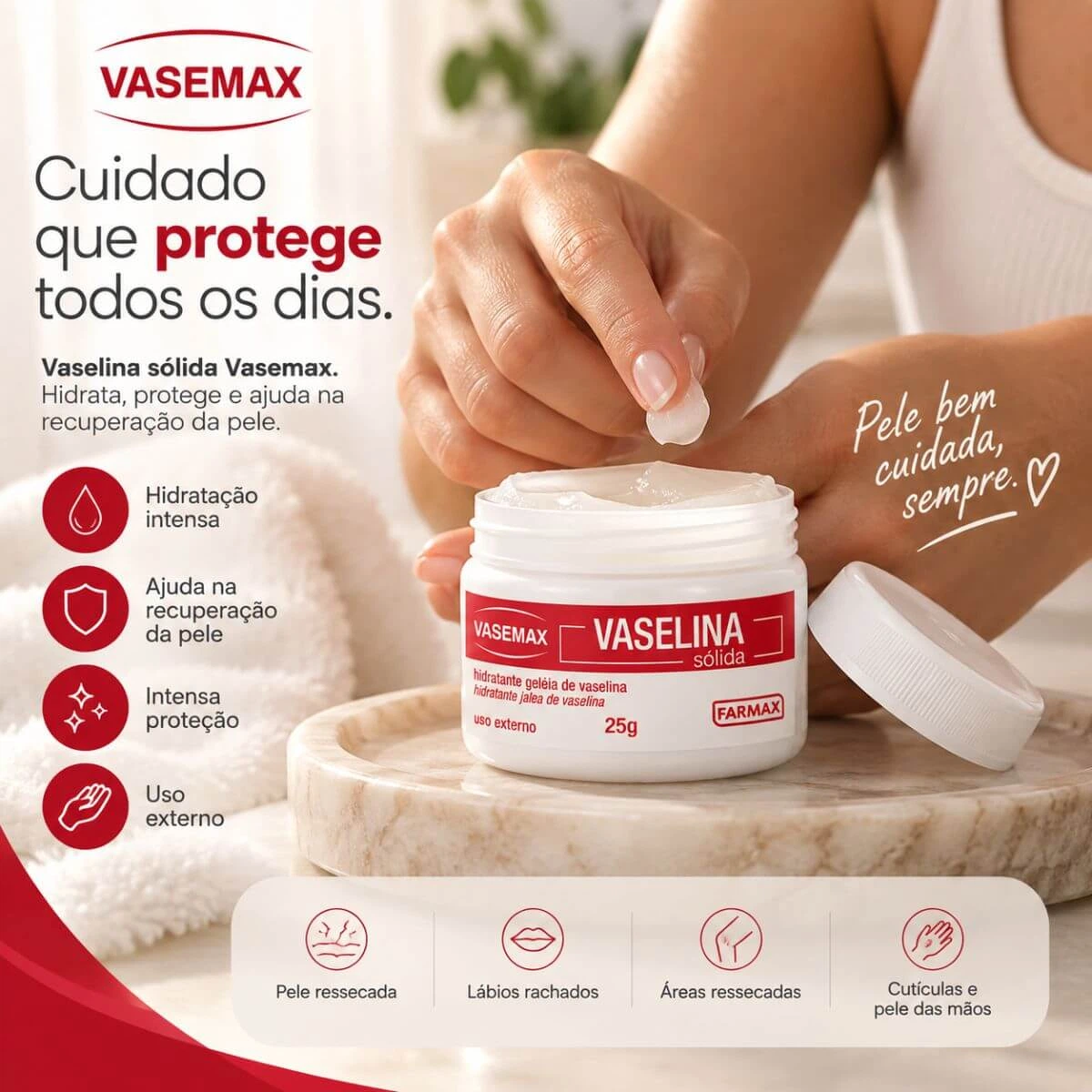 VASELINA SÓLIDA VASEMAX POTE 25G — imagem 3 | Farmácia Resyla