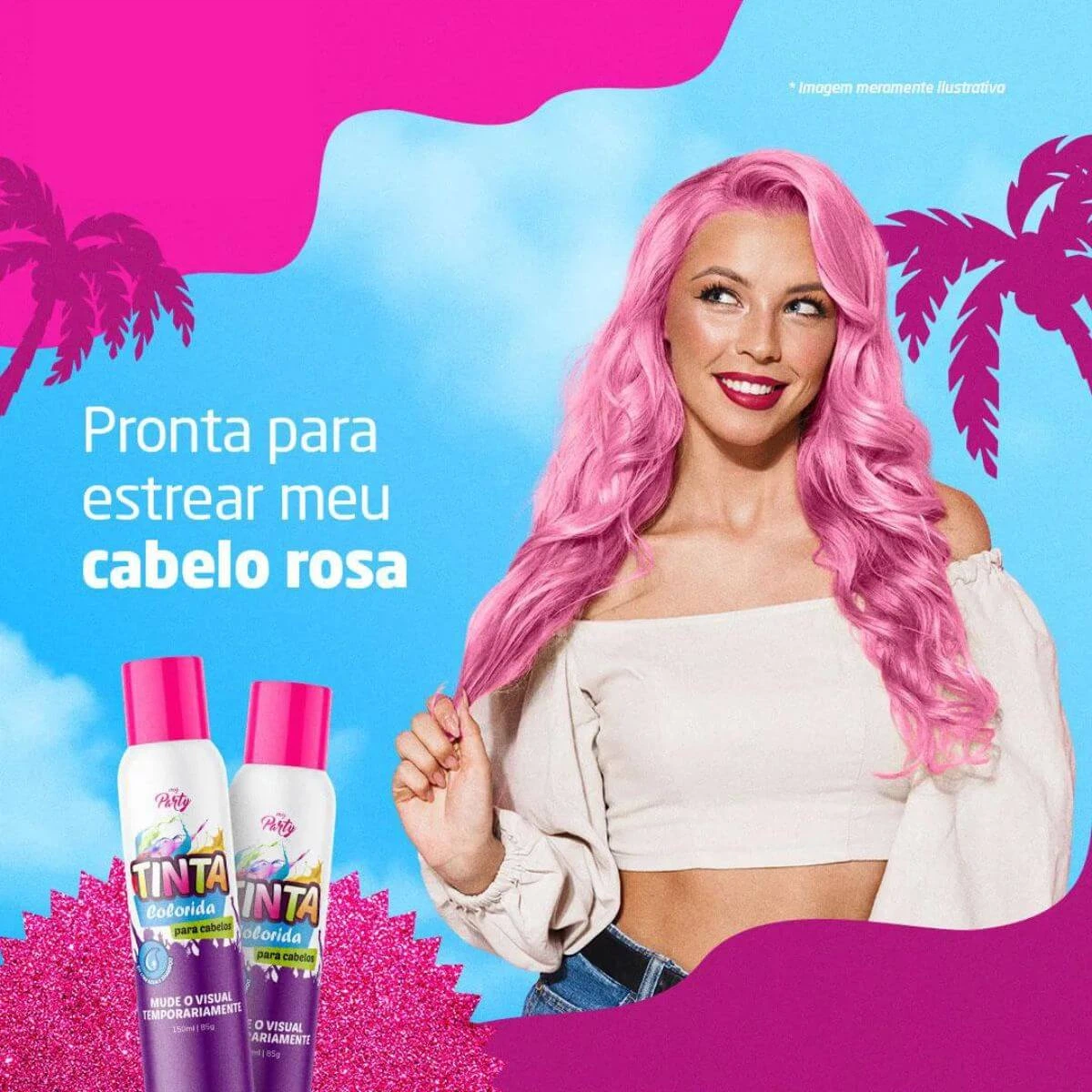 TINTA SPRAY PARA CABELO TEMPORÁRIA MY PARTY COR PINK 150ML — imagem 2 | Farmácia Resyla