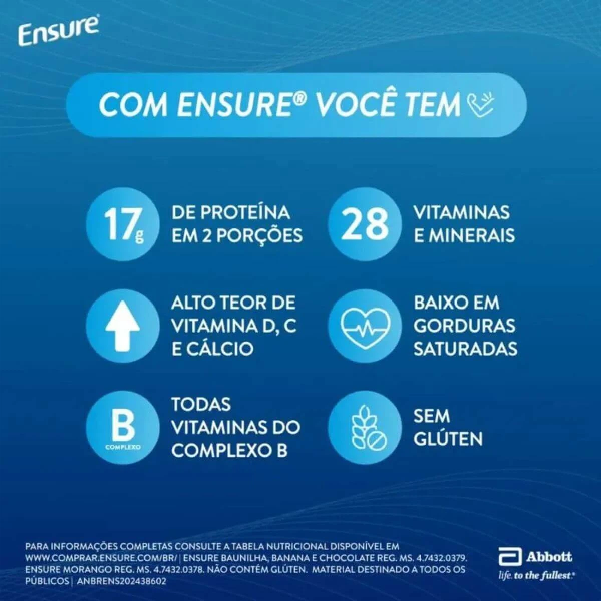 KIT 3% OFF COM 2 UNIDADES ENSURE SUPLEMENTO NUTRICIONAL EM PÓ CHOCOLATE  850G — imagem 3 | Farmácia Resyla