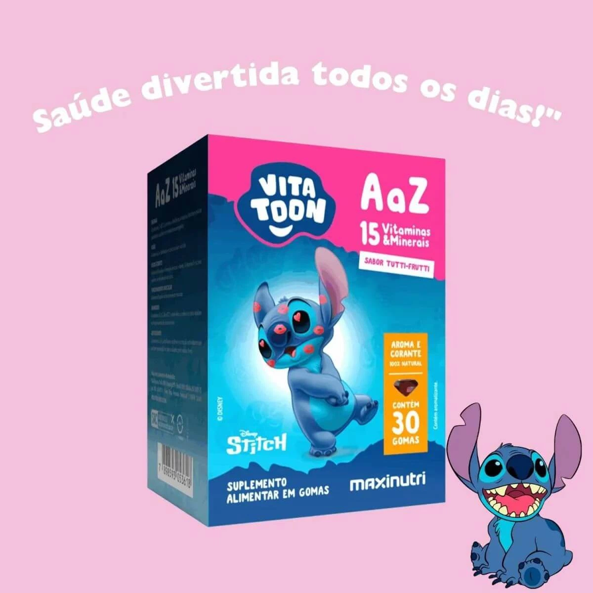 VITATOON STITCH VITAMINA A-Z TUTTI-FRUTTI 30GOMAS - MAXINUTRI — imagem 2 | Farmácia Resyla