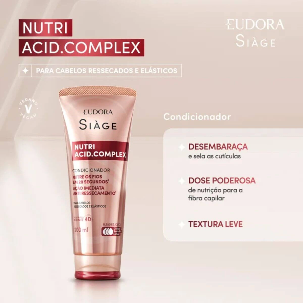 CONDICIONADOR EUDORA SIAGE NUTRI ACID COMPLEX 200ML — imagem 2 | Farmácia Resyla