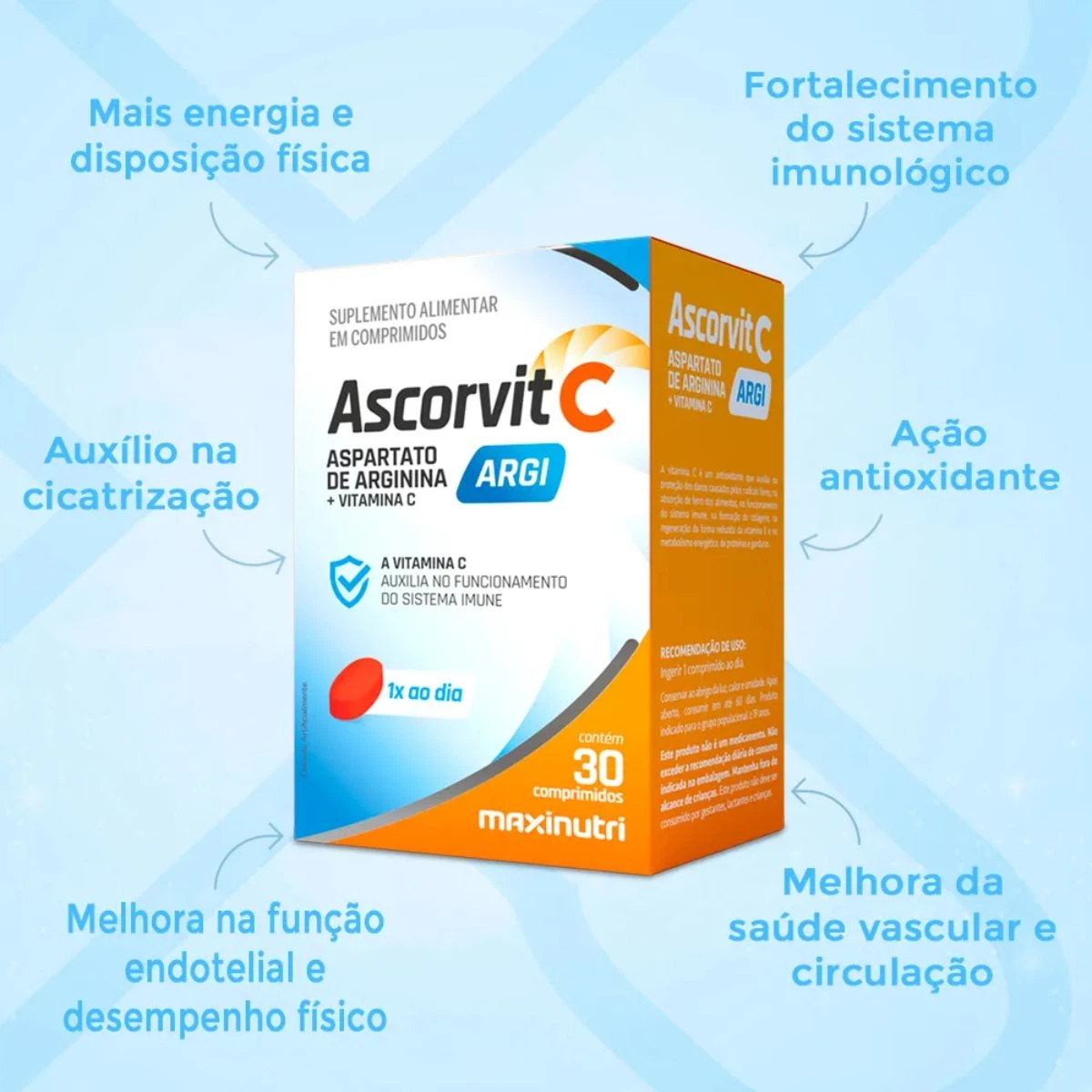 VITAMINA ASCORVIT C ARGI 30CP - MAXINUTRI — imagem 2 | Farmácia Resyla
