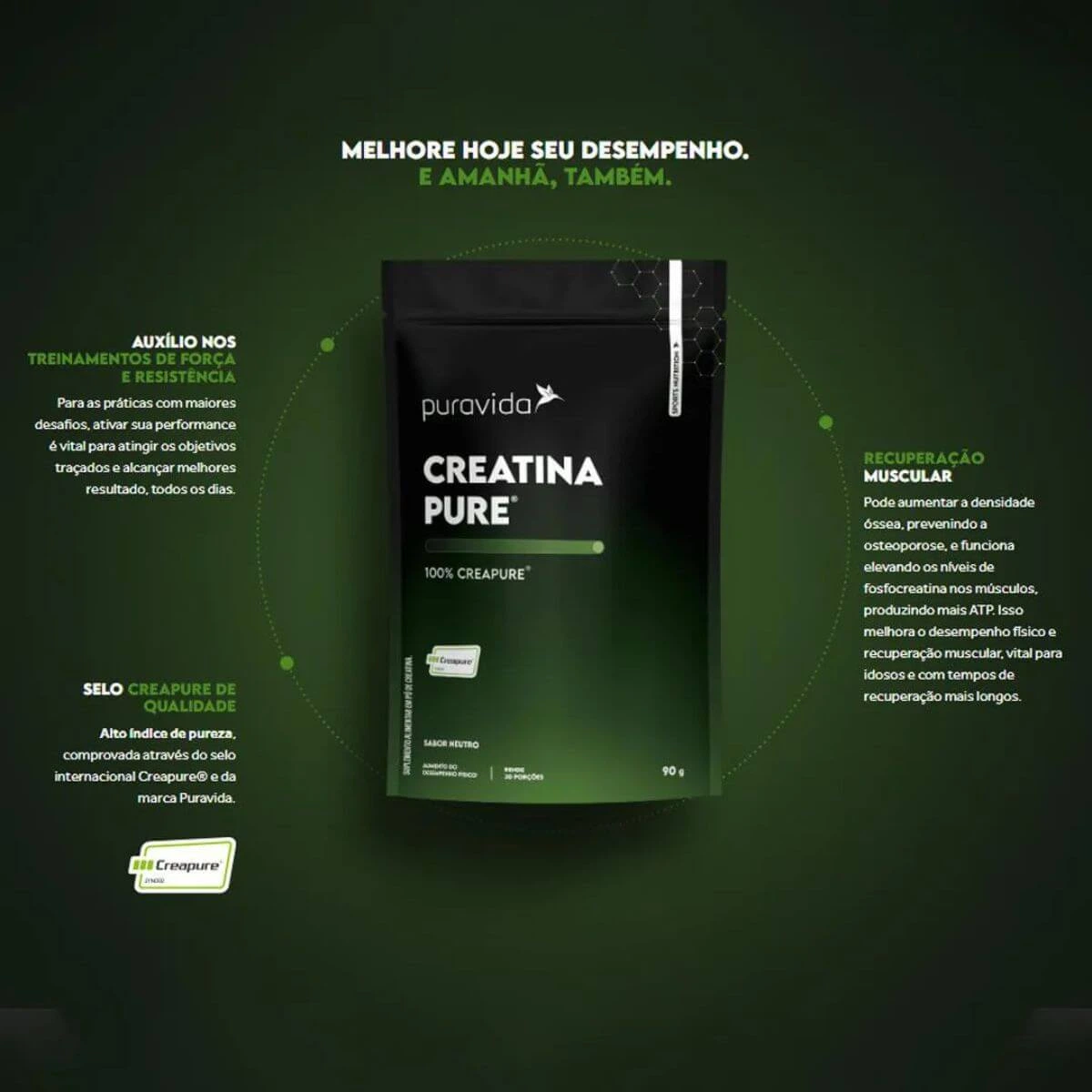 CREATINA PURAVIDA PURE POUCH 90G — imagem 2 | Farmácia Resyla