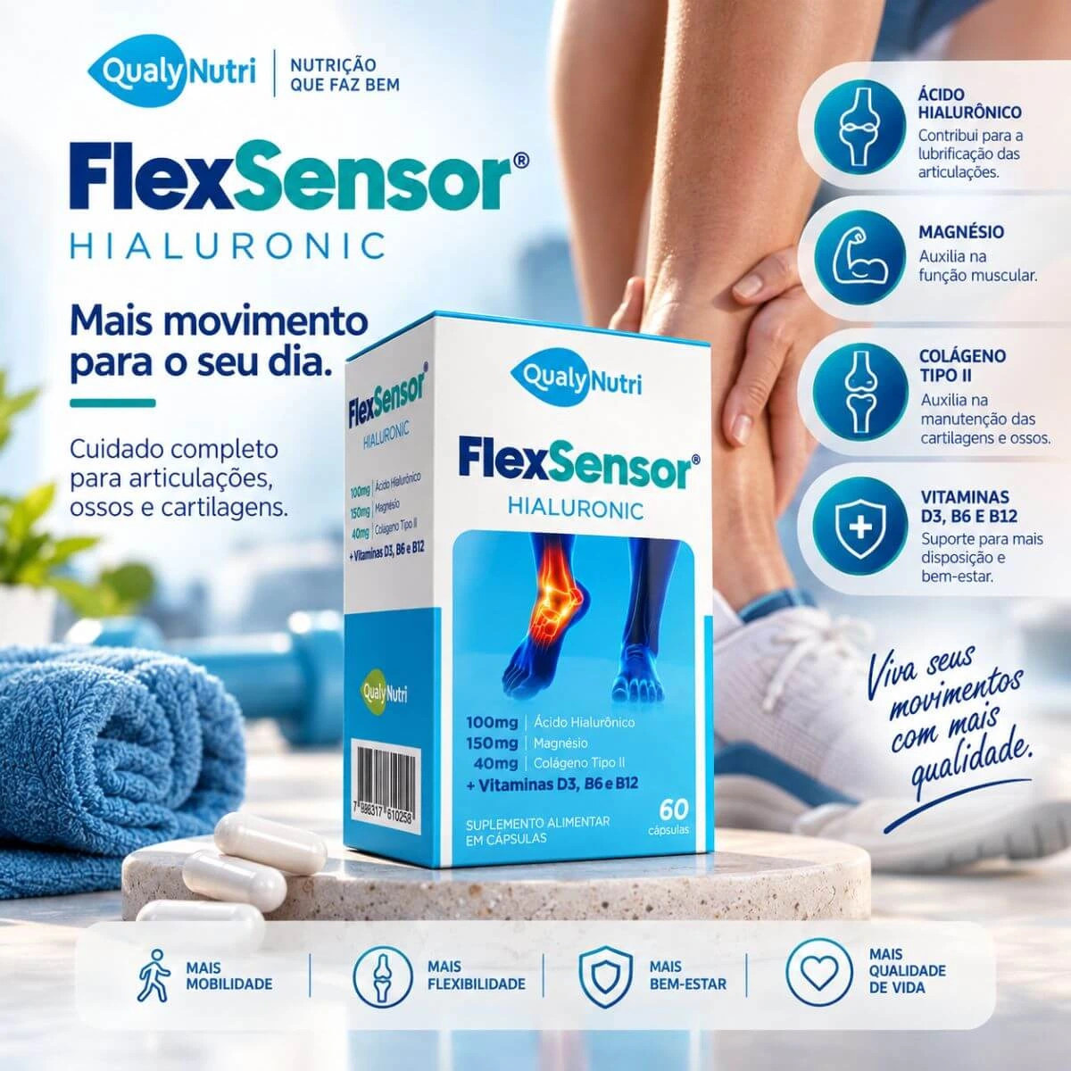 FLEX SENSOR HIALURONIC 60CP - QUALY NUTRI — imagem 3 | Farmácia Resyla