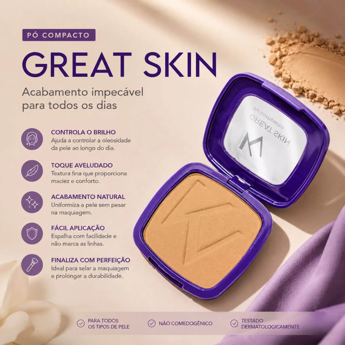 PO COMPACTO KV MAKEUP GREAT SKIN COCOA 10G — imagem 3 | Farmácia Resyla