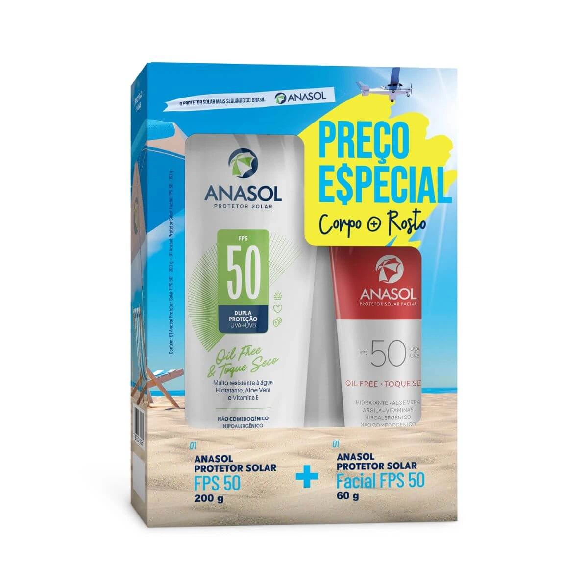 KIT PROTETOR SOLAR ANASOL CORPORAL FPS50 200G + FACIAL FPS50 60G — imagem 2 | Farmácia Resyla