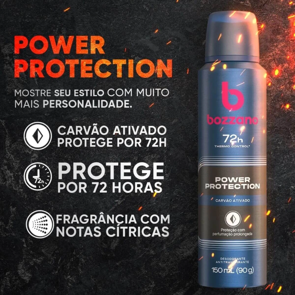 DESODORANTE ANTITRANSPIRANTE AEROSOL BOZZANO POWER PROTECTION MASCULINO 150ML — imagem 2 | Farmácia Resyla