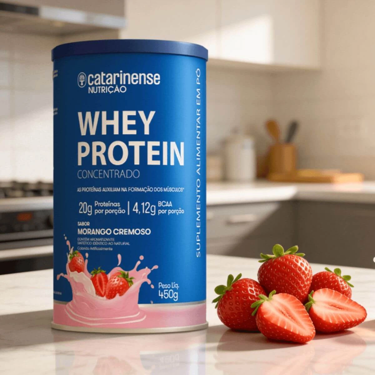 WHEY PROTEIN CONCENTRADO MORANGO 450G - CATARINENSE — imagem 3 | Farmácia Resyla