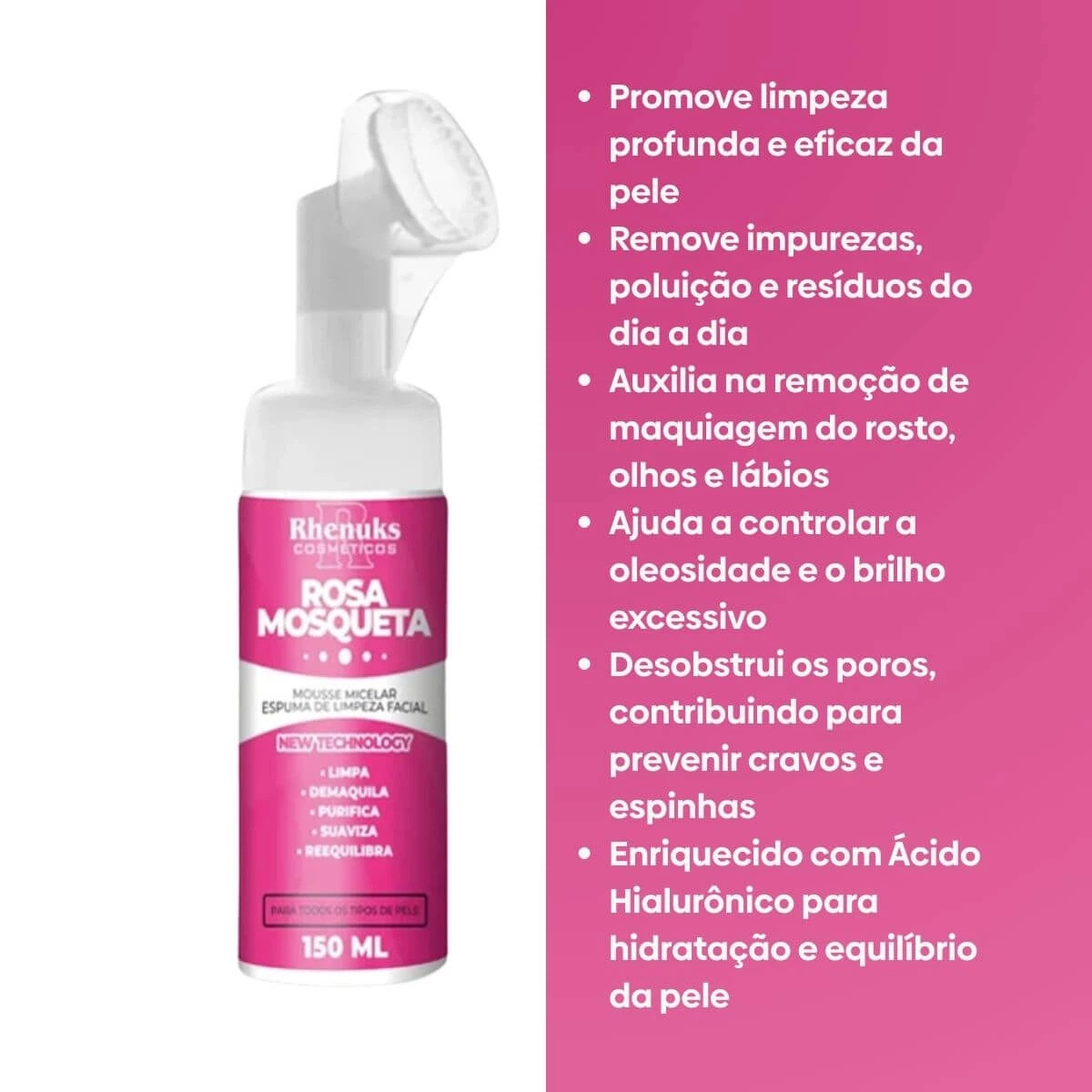 MOUSSE FACIAL RHENUKS ROSA MOSQUETA 150ML — imagem 2 | Farmácia Resyla