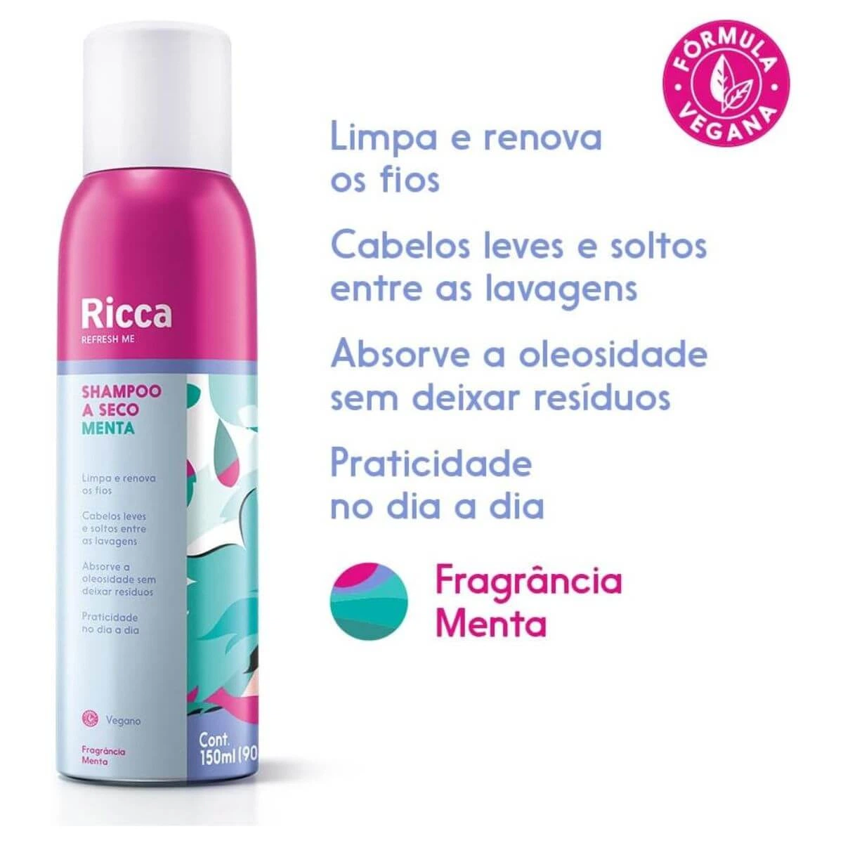 SHAMPOO A SECO RICCA MENTA 150ML — imagem 4 | Farmácia Resyla