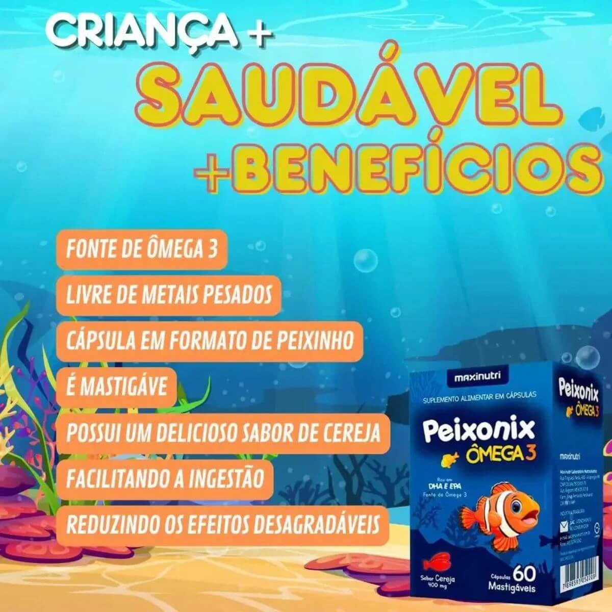 PEIXONIX ÔMEGA 3 60 CÁPSULAS MASTIGÁVEIS - MAXINUTRI — imagem 5 | Farmácia Resyla