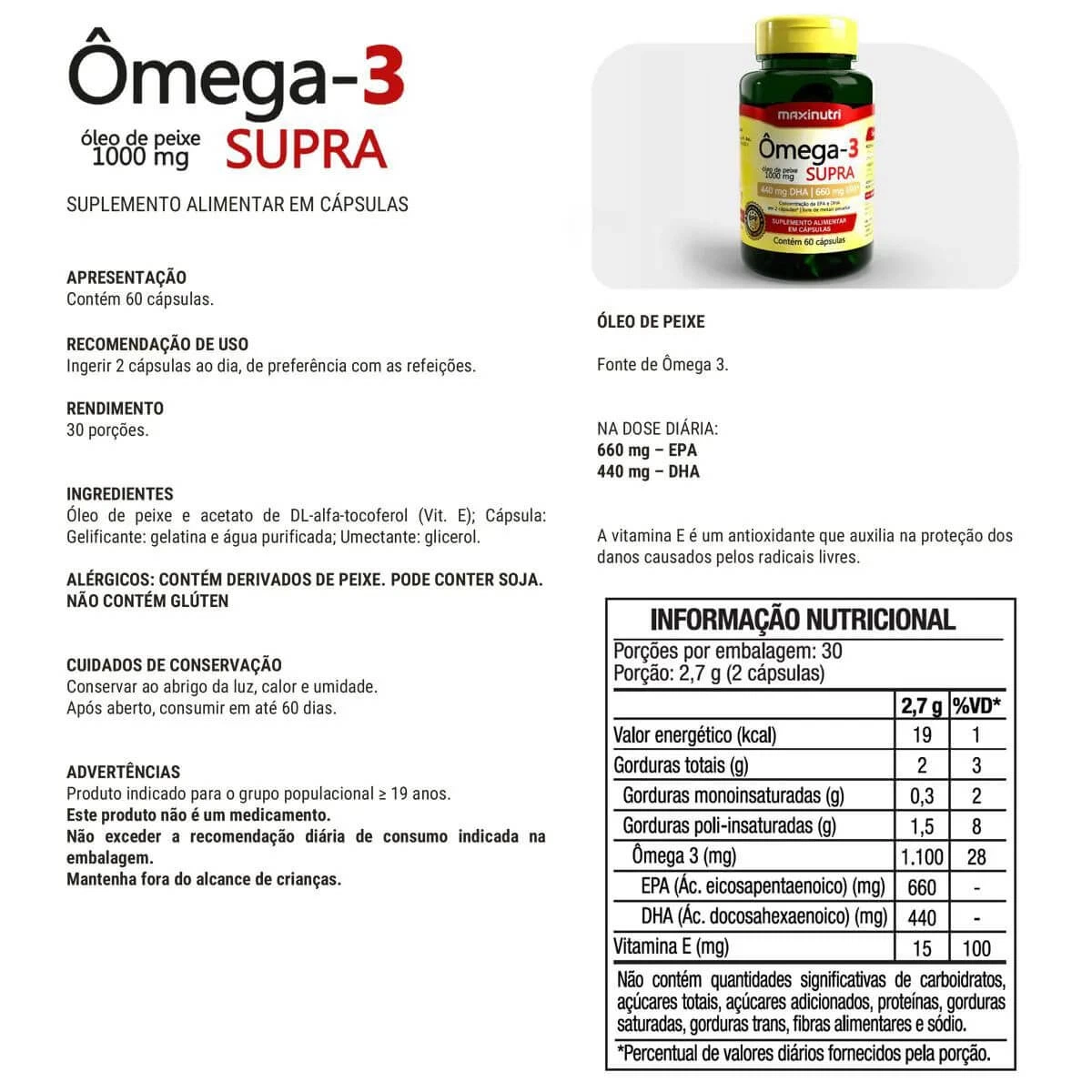 OMEGA 3 SUPRA 1000MG 60CAPS - MAXINUTRI — imagem 3 | Farmácia Resyla