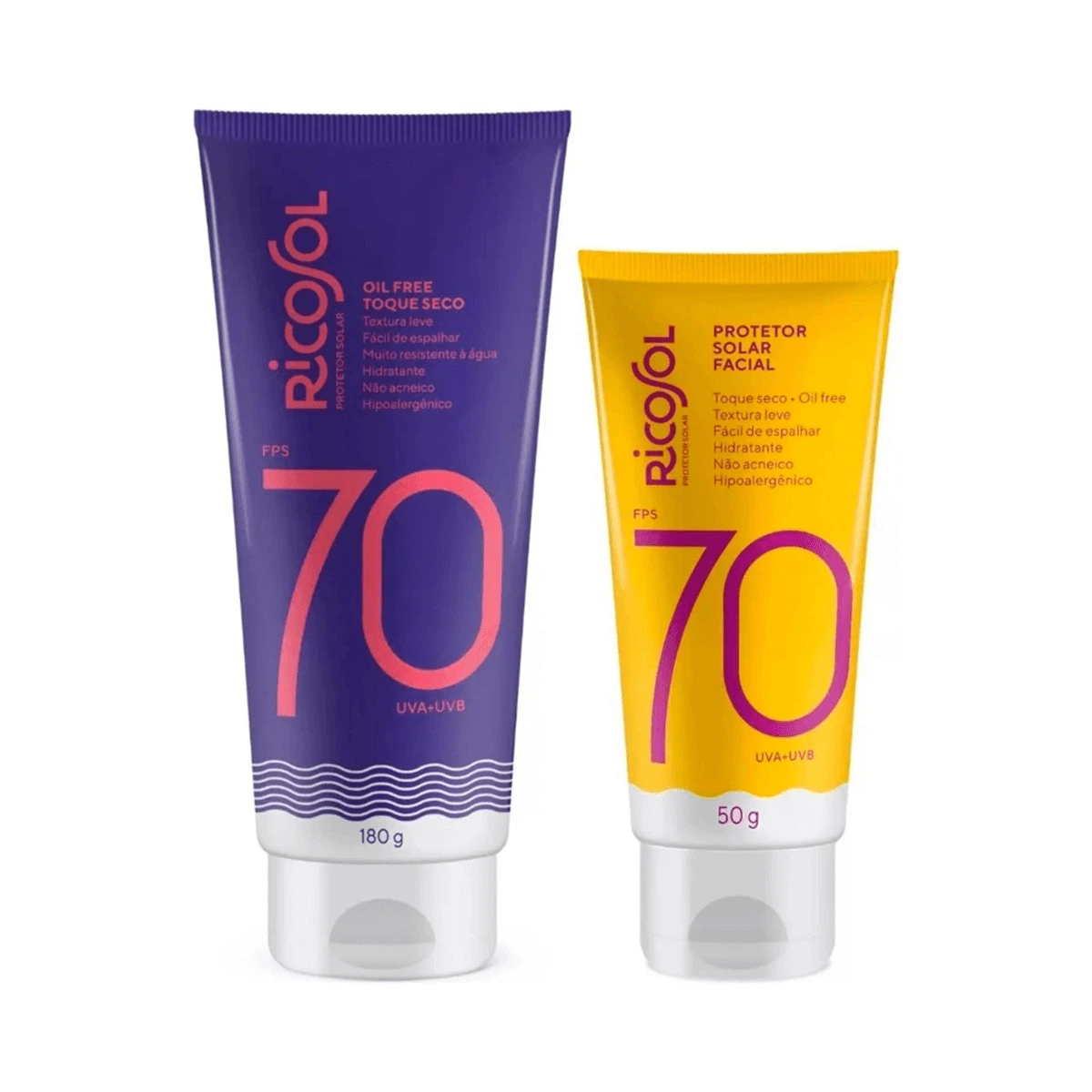 KIT PROTETOR SOLAR CORPORAL RICOSOL FPS70 180G + FACIAL FPS70 50G — Ricosol | Farmácia Resyla