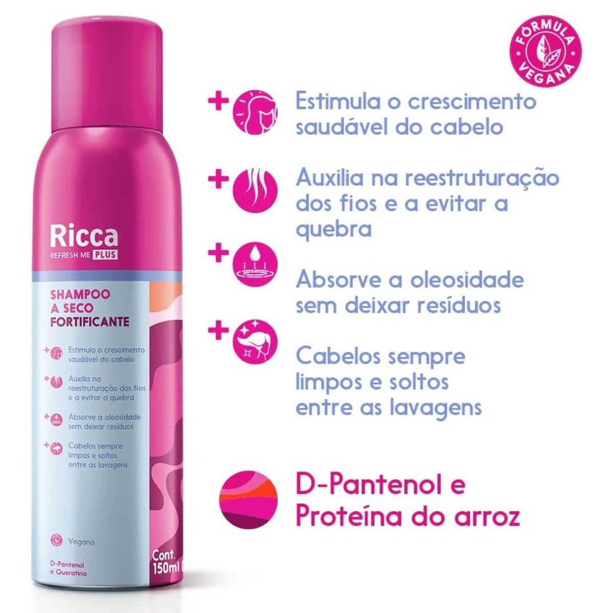 SHAMPOO A SECO RICCA FORTIFICANTE 150ML — imagem 4 | Farmácia Resyla