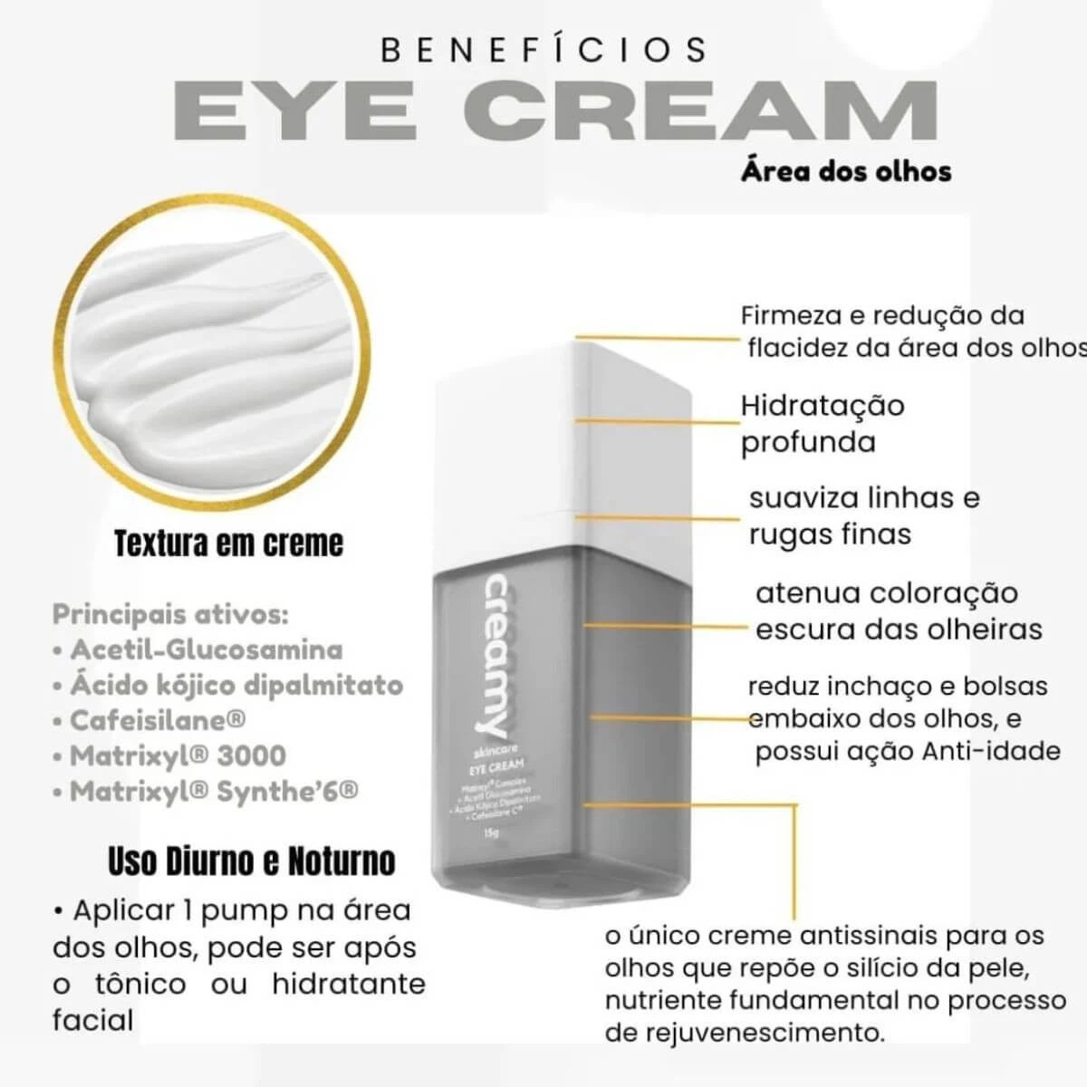 CREME PARA ÁREA DOS OLHOS CREAMY 15G — imagem 4 | Farmácia Resyla