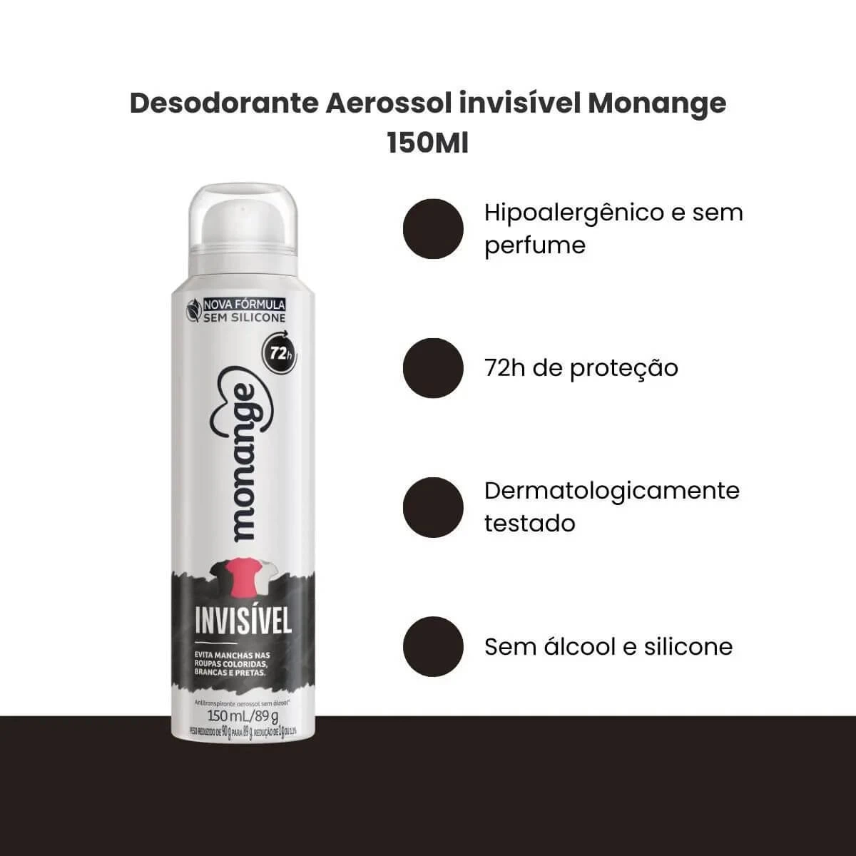 DESODORANTE ANTITRANSPIRANTE AEROSOL MONANGE INVISIBLE FEMININO 150ML — imagem 2 | Farmácia Resyla