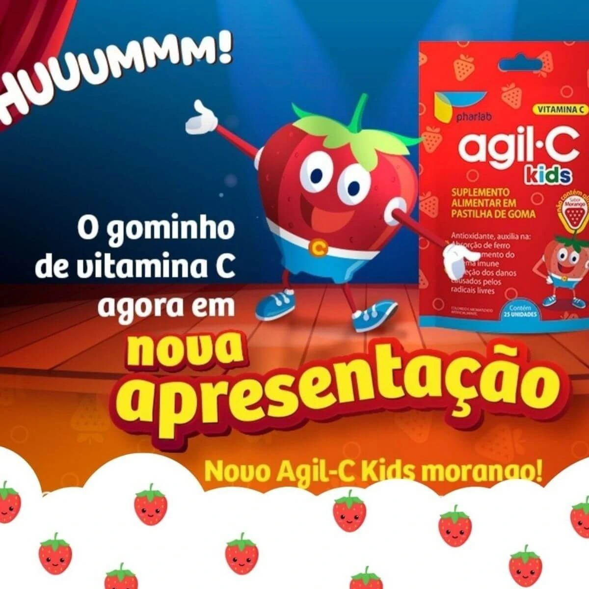 AGIL-C KIDS 30MG MORANGO 25 GOMAS - PHARLAB — imagem 2 | Farmácia Resyla
