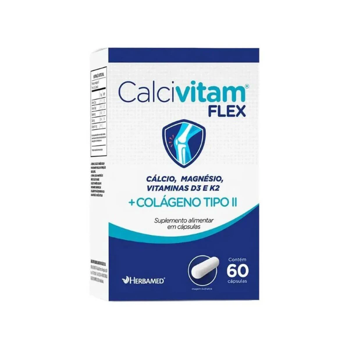 CALCIVITAM FLEX CALCIO + COLAGENO TIPO II 60CP - HERBAMED — Herbamed | Farmácia Resyla