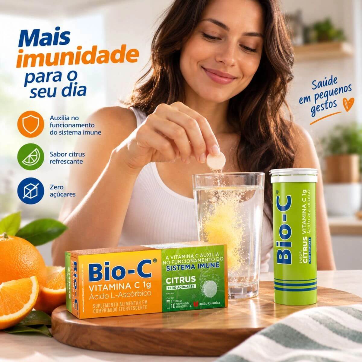 BIO C 1G ZERO AÇUCARES CITRUS 10CP EFERV - UNIÃO QUIMICA — imagem 2 | Farmácia Resyla