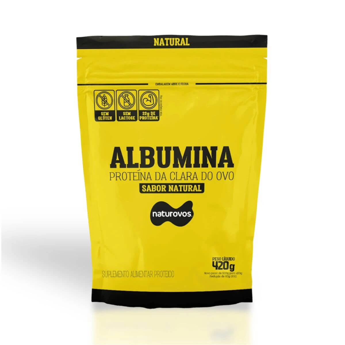 ALBUMINA NATUROVOS SABOR NATURAL 420G — Naturovos | Farmácia Resyla