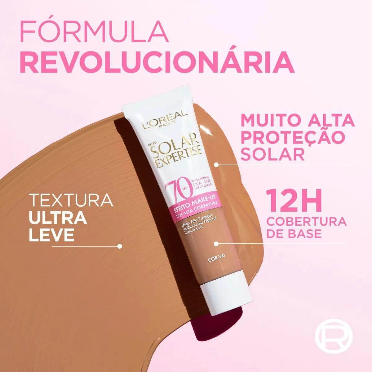 PROTETOR SOLAR FACIAL L'ORÉAL EXPERTISE SOLAR EFEITO MAKE-UP FPS70 COR 3.0 30G — imagem 4 | Farmácia Resyla