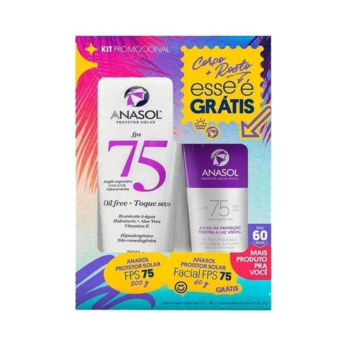 KIT PROTETOR SOLAR ANASOL FPS75 200ML+ FACIAL FPS75 60G — imagem 2 | Farmácia Resyla