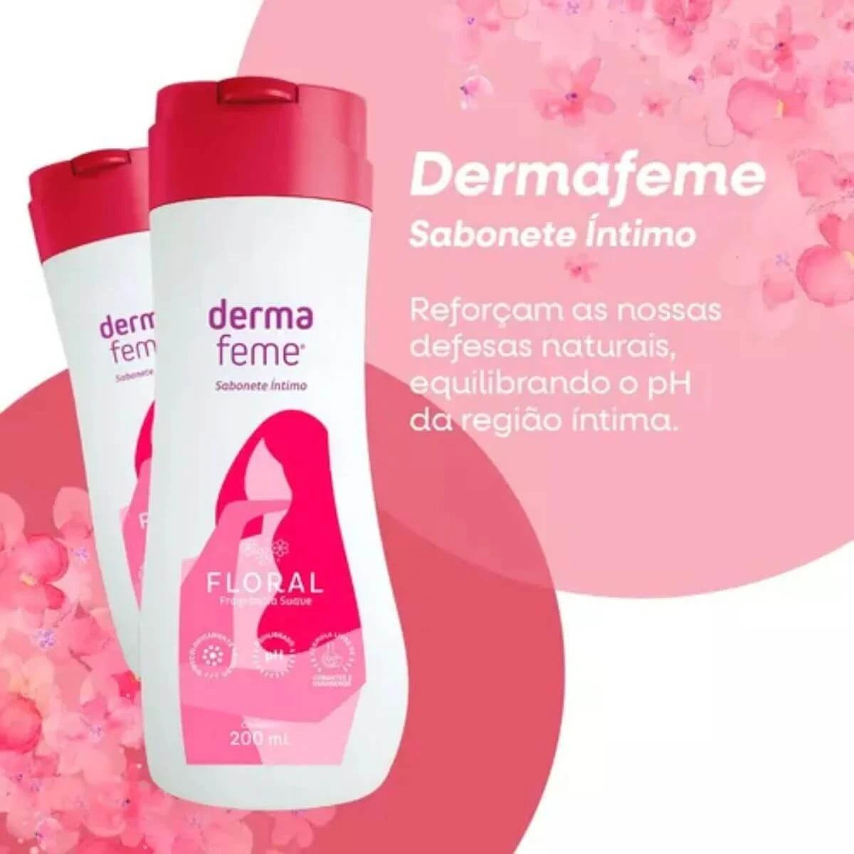 KIT SABONETE ÍNTIMO LÍQUIDO DERMAFEME FLORAL 2 UN 200ML — imagem 2 | Farmácia Resyla