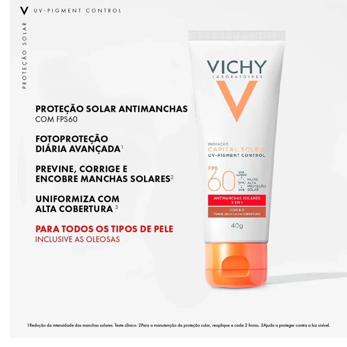 PROTETOR SOLAR VICHY UV-PIGMENT CONTROL FPS60 COR 5.0 40G — imagem 3 | Farmácia Resyla