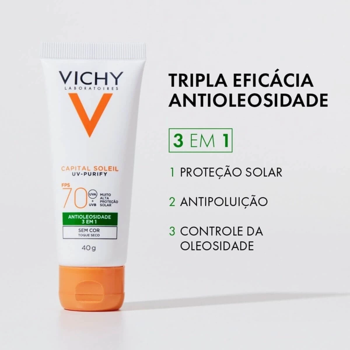 PROTETOR FACIAL VICHY CP UV-PURIFY FPS70 S/COR 40G — imagem 3 | Farmácia Resyla