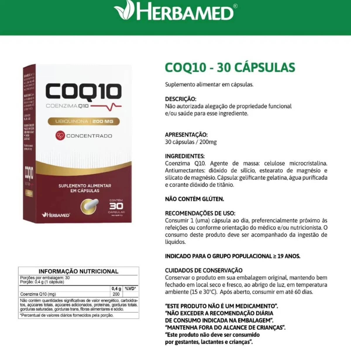 COQ10 COENZIMA Q10 30CAPS 200MG - HERBAMED — imagem 5 | Farmácia Resyla
