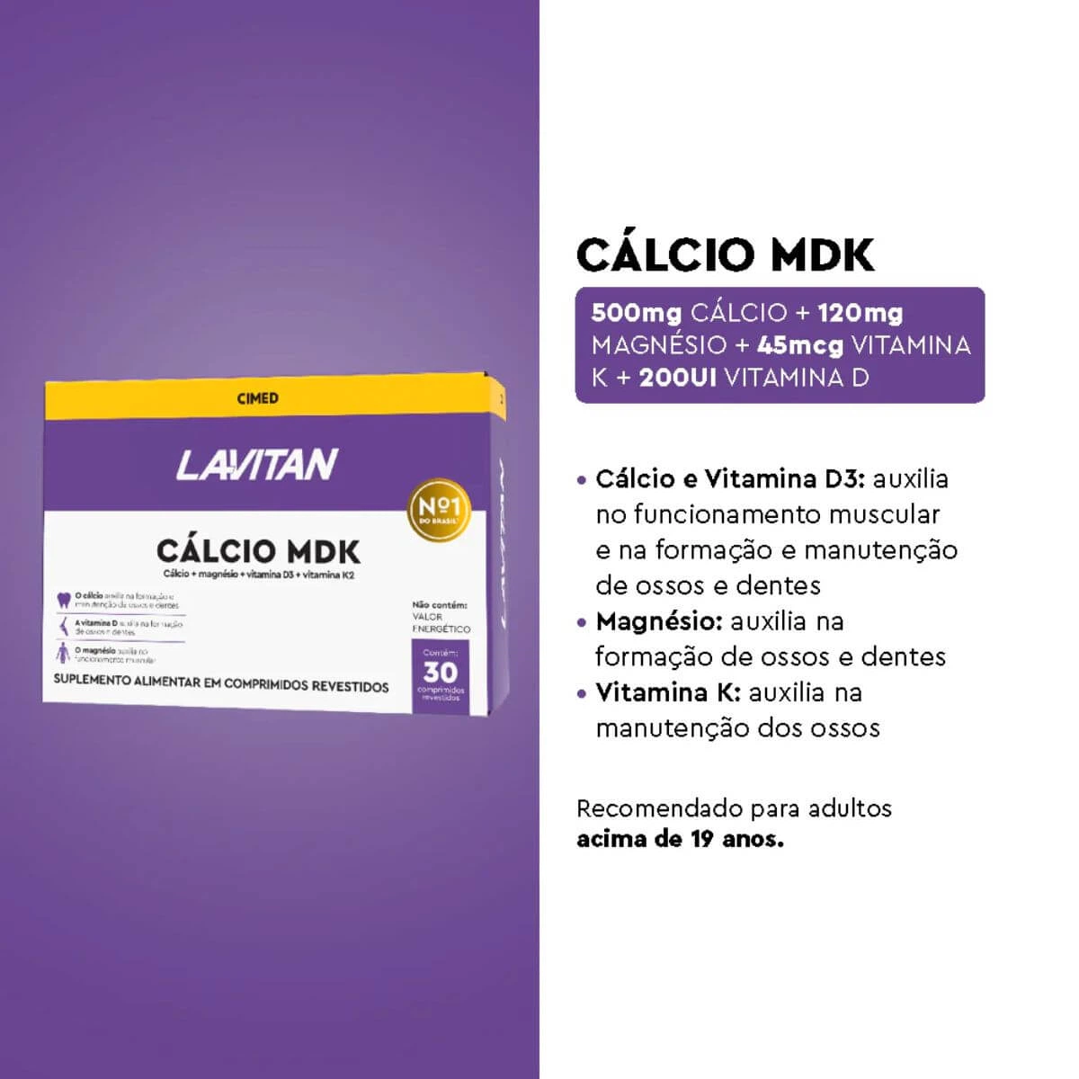 LAVITAN CALCIO MDK 30CP - CIMED — imagem 4 | Farmácia Resyla
