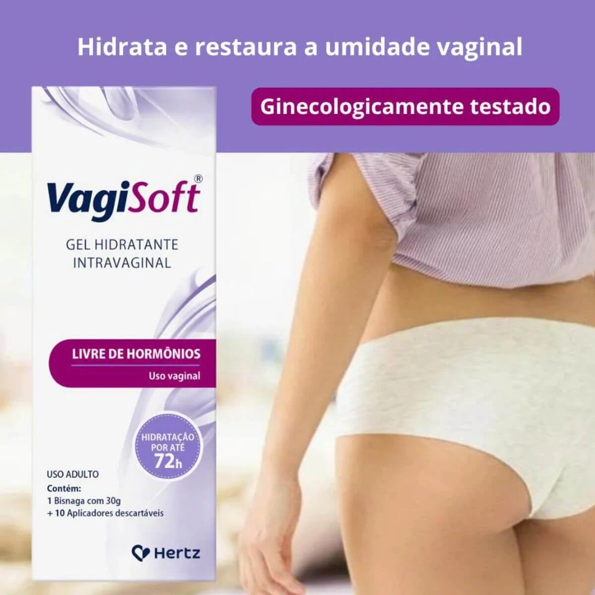 VAGISOFT GEL HIDRATANTE INTRAVAGINAL 30G + 10 APLICADORES - HERTZ — imagem 2 | Farmácia Resyla