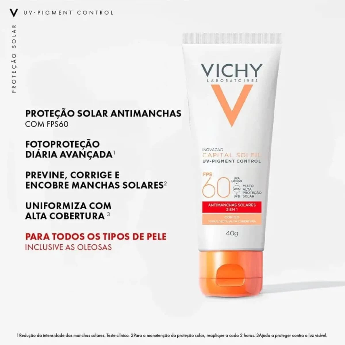 PROTETOR SOLAR VICHY UV-PIGMENT CONTROL FPS60 COR 2.0 40G — imagem 2 | Farmácia Resyla