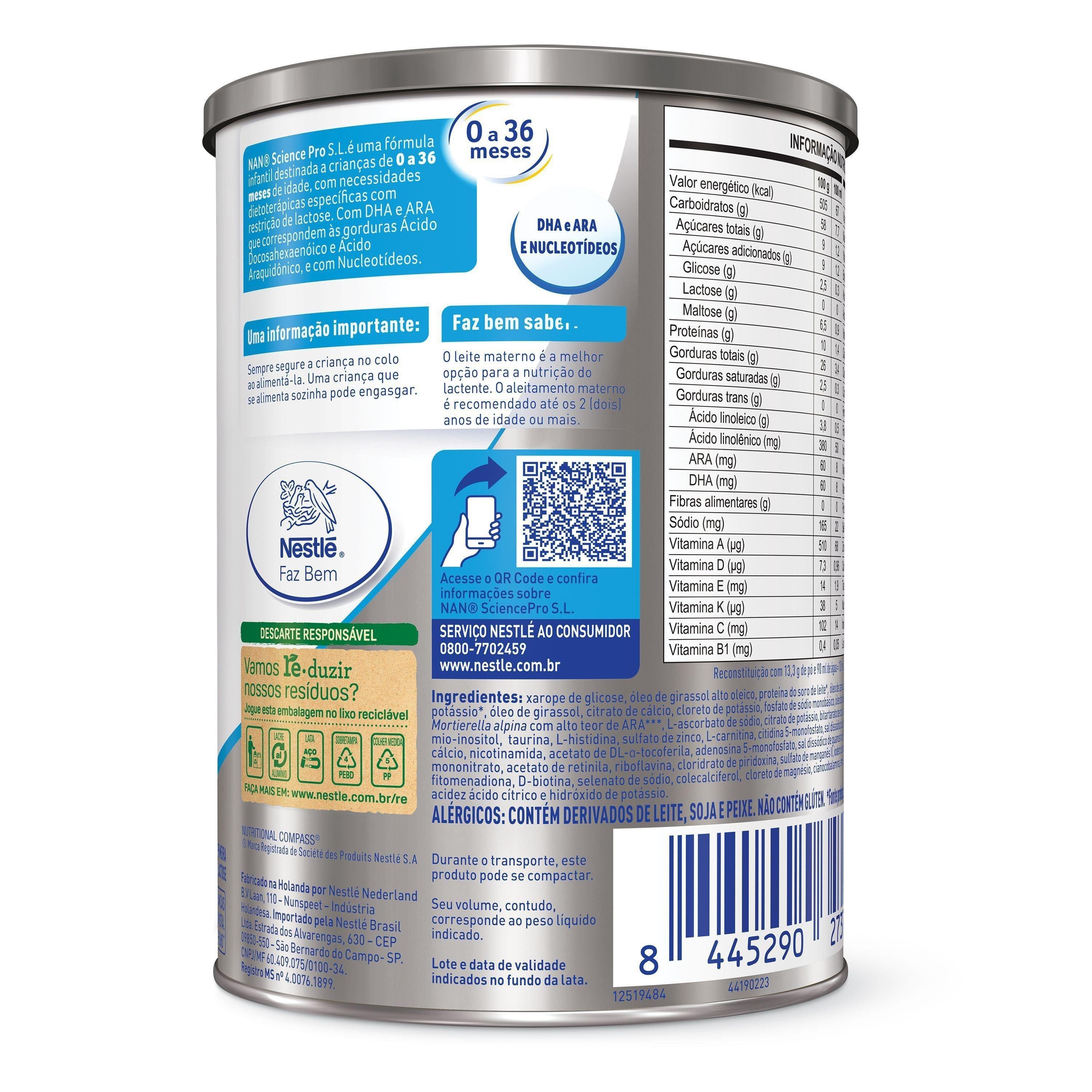 Nan Science Pro S.L. Fórmula Infantil Sem Lactose 0 a 36 meses 400g — imagem 3 | Farmácia Resyla